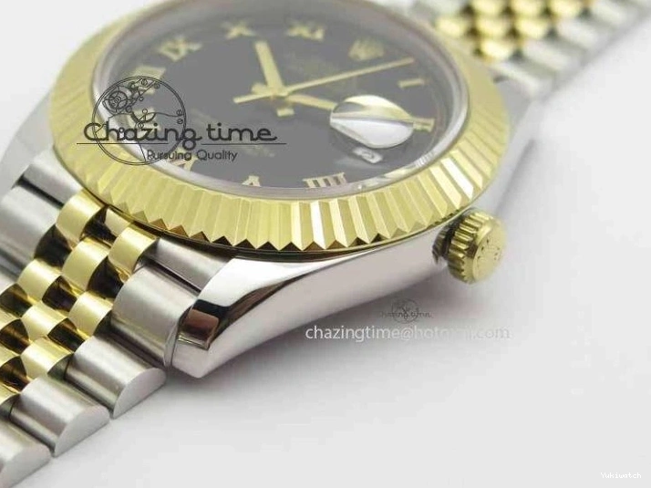 Roman YG Maker Black On Bracelet Edition A2813 BP Best 41mm DateJust SS Jubilee Dial II 0521